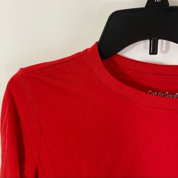 Cat & Jack Girls’ Long Sleeve Crew Neck Solid Red Top - Picture 2 of 4